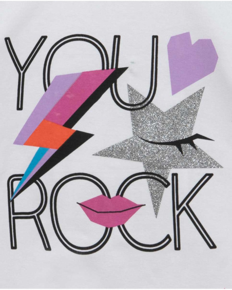 T-shirt en maille blanc Glam Rock Girl T-shirt en maille blanc Glam Rock Girl