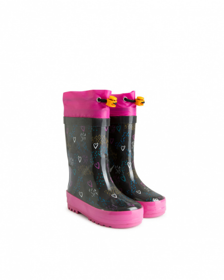 Fille Marron Bottes de Pluie Fleurs d'Hiver