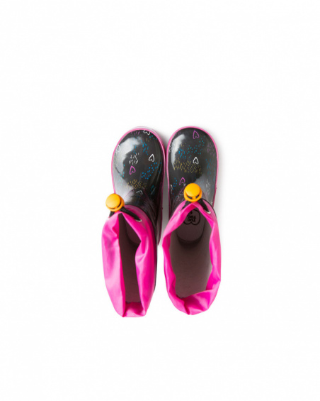 Fille Marron Bottes de Pluie Fleurs d'Hiver