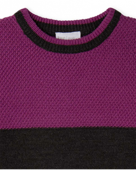 Robe en tricot marron pour fille Fleurs d'hiver
