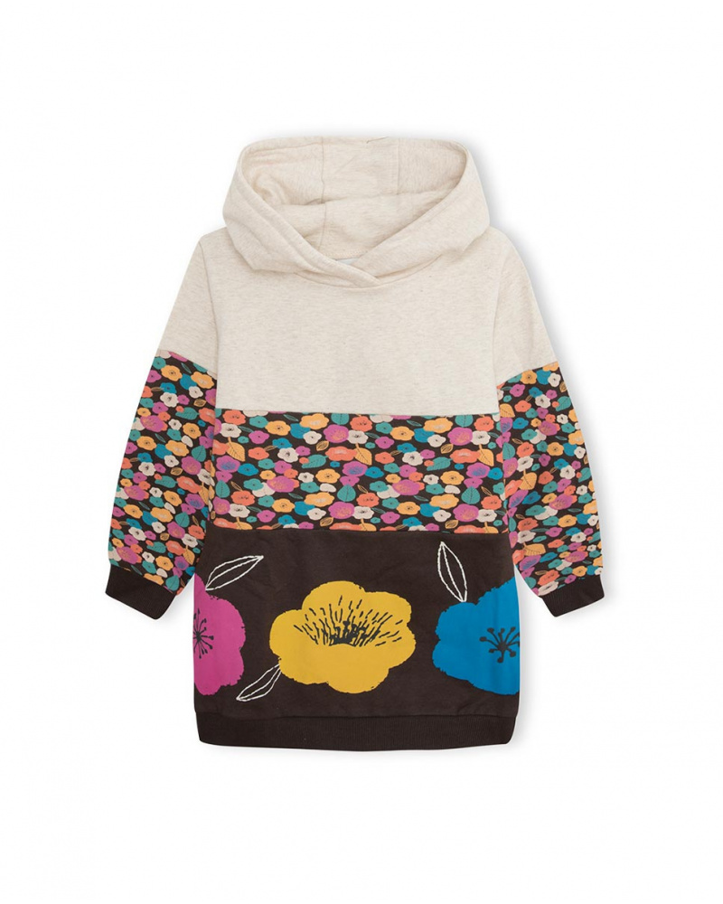 Robe en peluche beige fille fleurs d'hiver