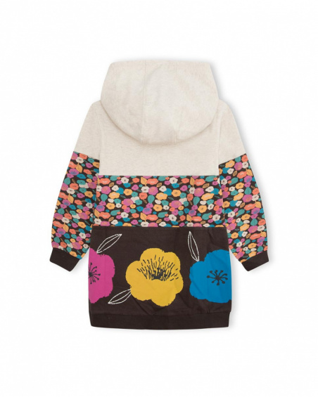 Robe en peluche beige fille fleurs d'hiver