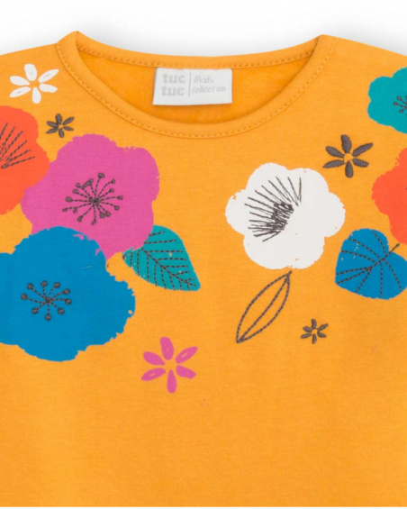 Robe Tricotée Orange Et Rose Fille Fleurs D'hiver
