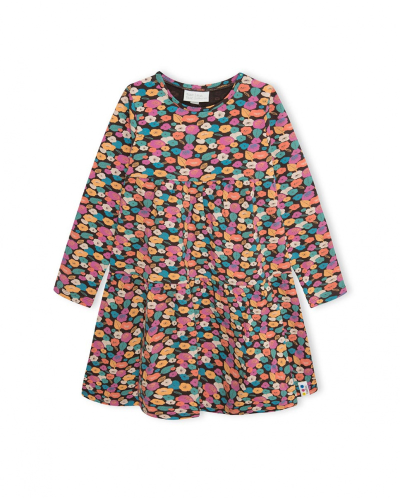 Robe En Tricot Marron Et Rose Fille Fleurs D'hiver