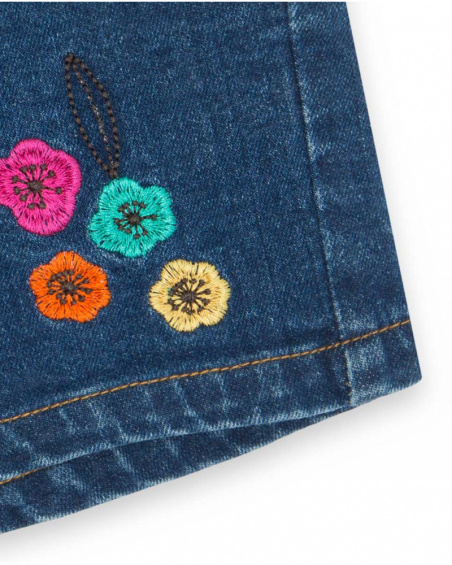 Short Denim Bleu Fille Winter Flowers