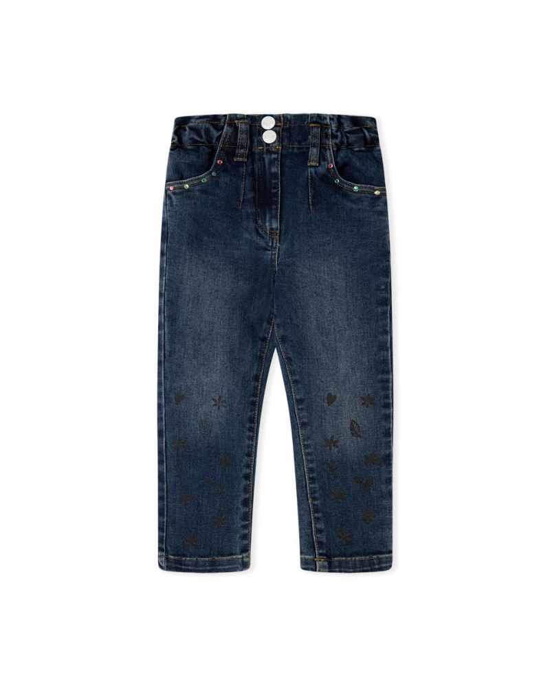 Pantalon Denim Bleu Fille Winter Flowers