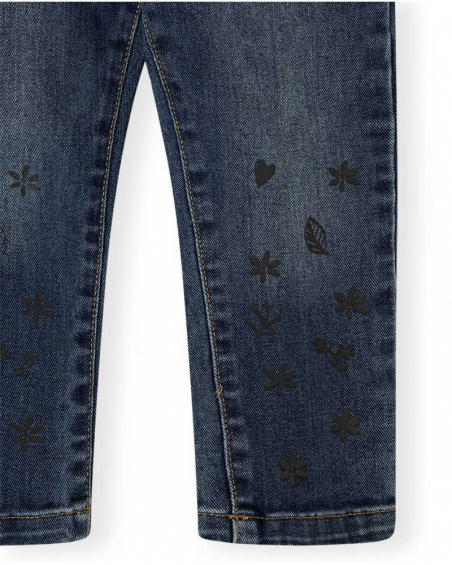 Pantalon Denim Bleu Fille Winter Flowers