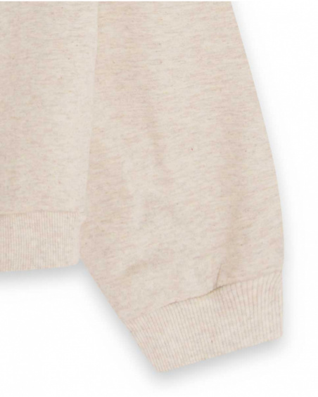 Sweat à Capuche Beige en Peluche Fille Fleurs d'Hiver