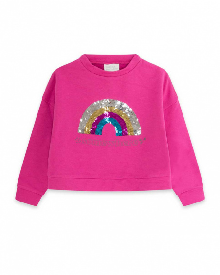 Sweat-shirt en peluche rose pour fille Fleurs d'hiver
