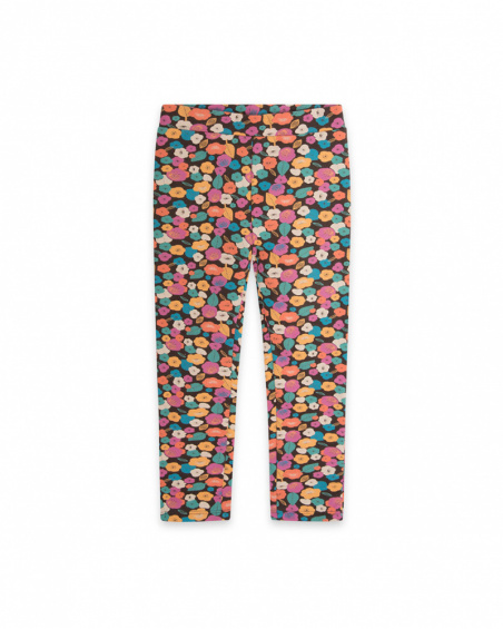 Fille Legging en Tricot Marron Fleurs d'Hiver