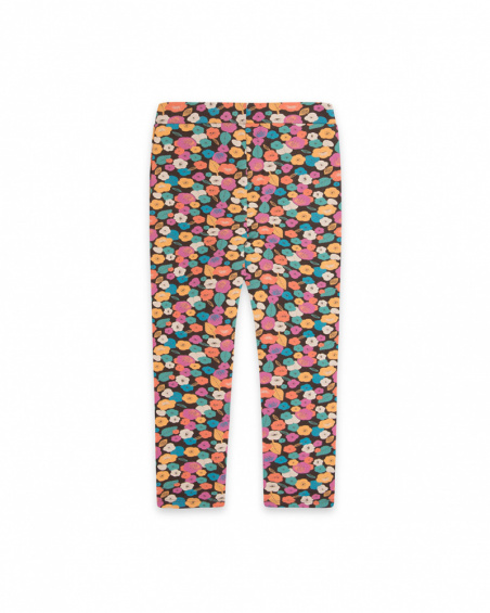 Fille Legging en Tricot Marron Fleurs d'Hiver