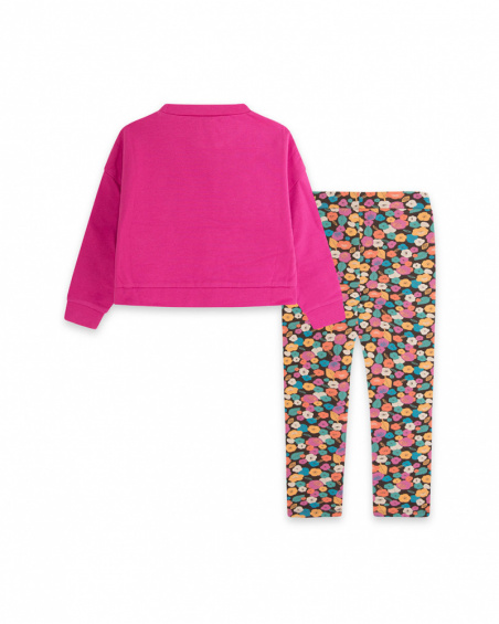 Sweat-shirt et legging en peluche rose pour fille Fleurs d'hiver
