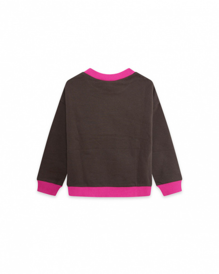 Sweat-shirt en peluche marron pour fille Fleurs d'hiver