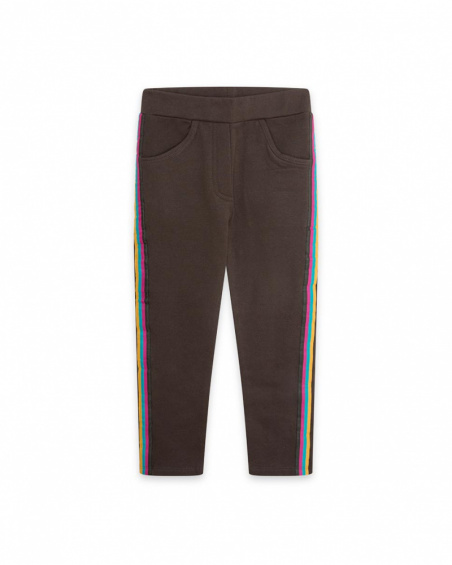 Fille Marron Plush Legging Winter Flowers