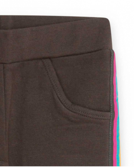 Fille Marron Plush Legging Winter Flowers