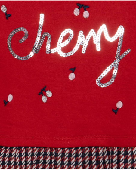 Robe Rouge En Peluche Et Maille Fille J'Adore Le Milk-Shake