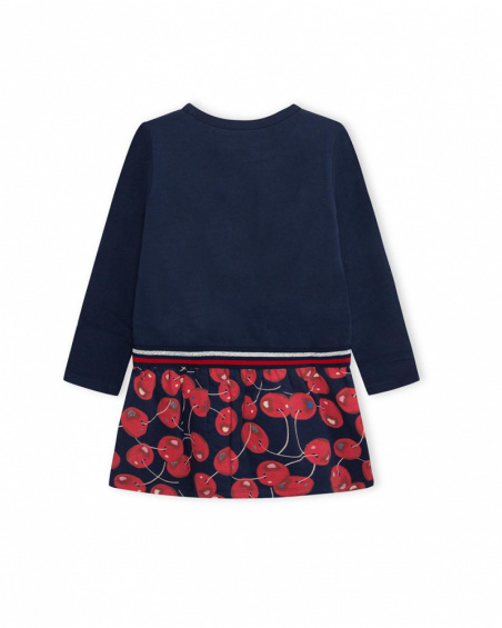 Robe Bleue En Maille Et Peluche Fille J'Adore Le Milk-Shake