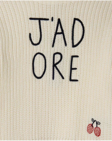Pull Tricot Blanc Fille J'Adore Le Milk-Shake Pull Tricot Blanc Fille J'Adore Le Milk-Shake