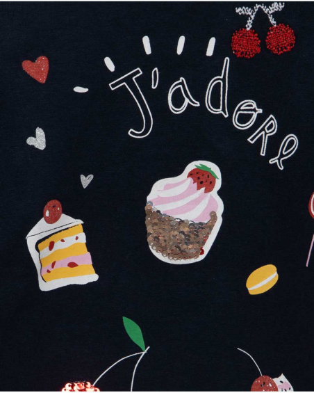 T-shirt bleu et rouge en maille fille J'Adore Le Milk-Shake T-shirt bleu et rouge en maille fille J'Adore Le Milk-Shake
