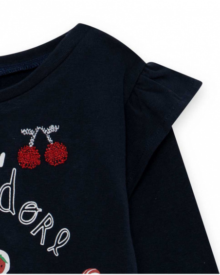 T-shirt bleu et rouge en maille fille J'Adore Le Milk-Shake T-shirt bleu et rouge en maille fille J'Adore Le Milk-Shake