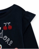 T-shirt bleu et rouge en maille fille J'Adore Le Milk-Shake T-shirt bleu et rouge en maille fille J'Adore Le Milk-Shake