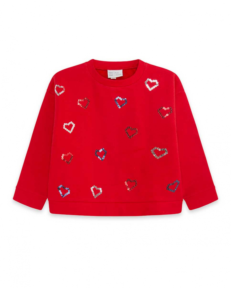 Sweat Peluche Rouge Fille J'Adore Le Milk-Shake