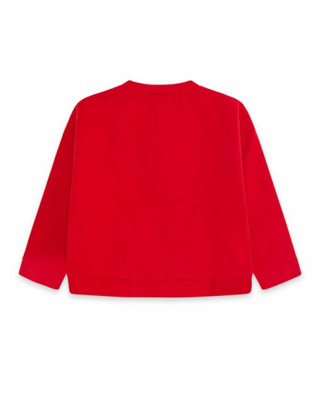 Sweat Peluche Rouge Fille J'Adore Le Milk-Shake