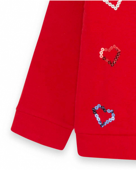 Sweat Peluche Rouge Fille J'Adore Le Milk-Shake
