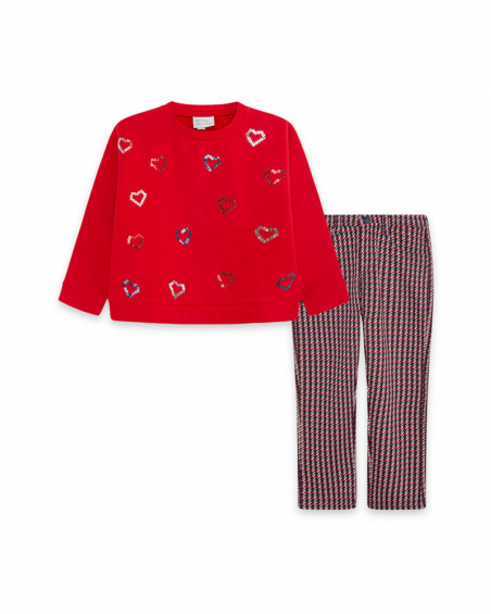 J'Adore Le Milk-Shake Girl Sweat en peluche rouge et jegging J'Adore Le Milk-Shake Girl Sweat en peluche rouge et jegging