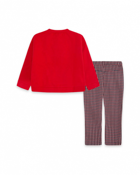 J'Adore Le Milk-Shake Girl Sweat en peluche rouge et jegging J'Adore Le Milk-Shake Girl Sweat en peluche rouge et jegging