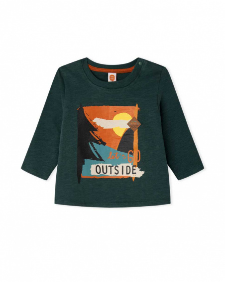 T-shirt En Tricot Vert Et Orange Garçon Natural Grown T-shirt En Tricot Vert Et Orange Garçon Natural Grown