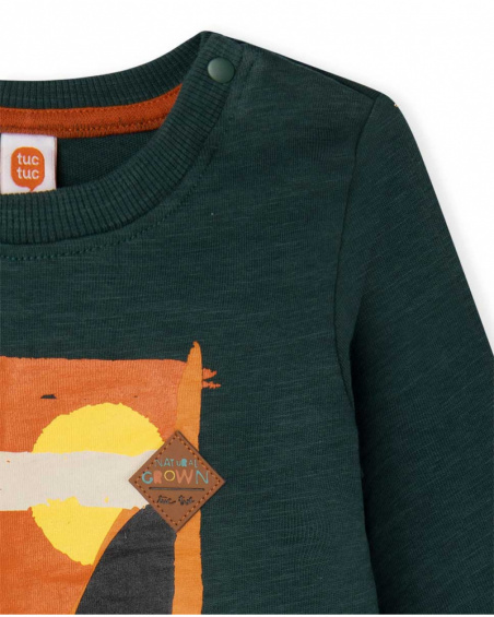 T-shirt En Tricot Vert Et Orange Garçon Natural Grown T-shirt En Tricot Vert Et Orange Garçon Natural Grown