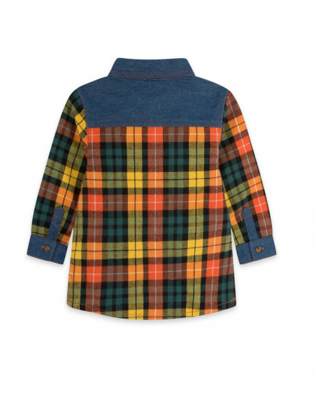 Chemise Vert Flanelle Et Denim Garçon Natural Grown