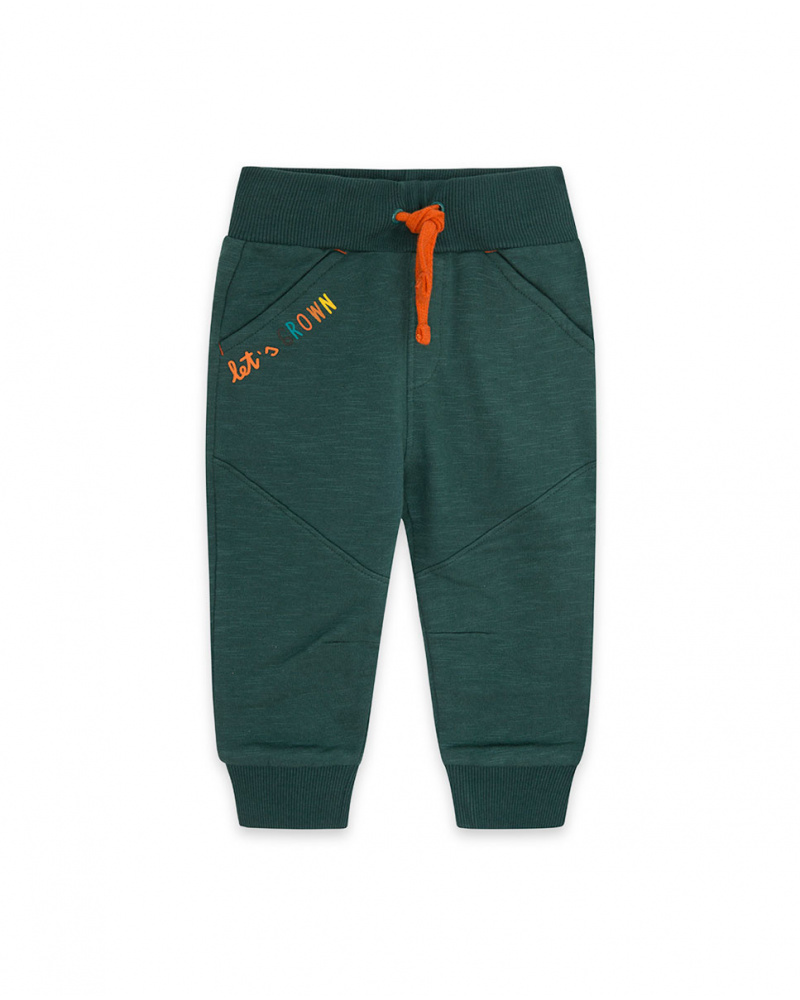 Pantalon Peluche Garçon Vert Et Orange Natural Grown