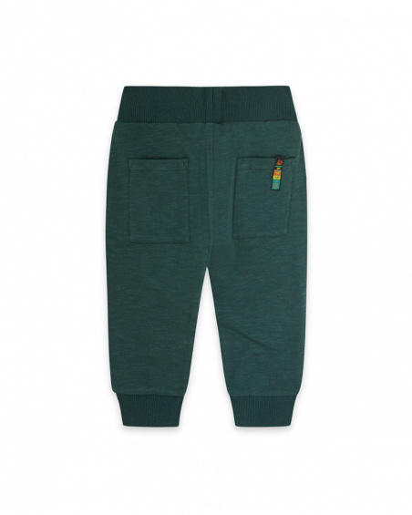 Pantalon Peluche Garçon Vert Et Orange Natural Grown