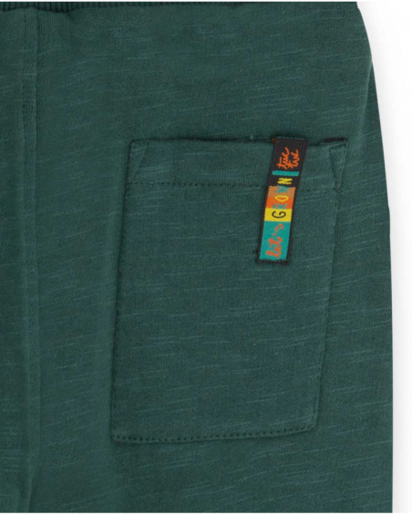 Pantalon Peluche Garçon Vert Et Orange Natural Grown