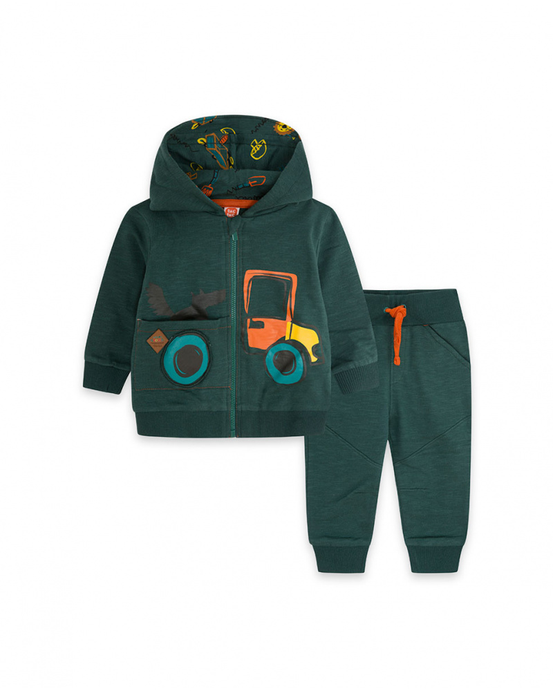 Sweat Vert En Peluche Et Pantalon Garçon Natural Grown