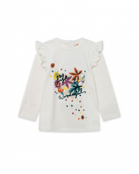 T-shirt en maille blanc et orange fille Natural Grown T-shirt en maille blanc et orange fille Natural Grown