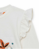 T-shirt en maille blanc et orange fille Natural Grown T-shirt en maille blanc et orange fille Natural Grown