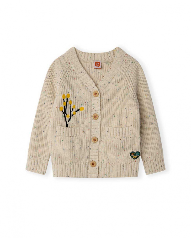 Veste Tricot Beige Fille Natural Grown