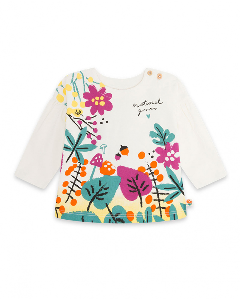T-shirt Maille Beige Et Vert Fille Natural Grown