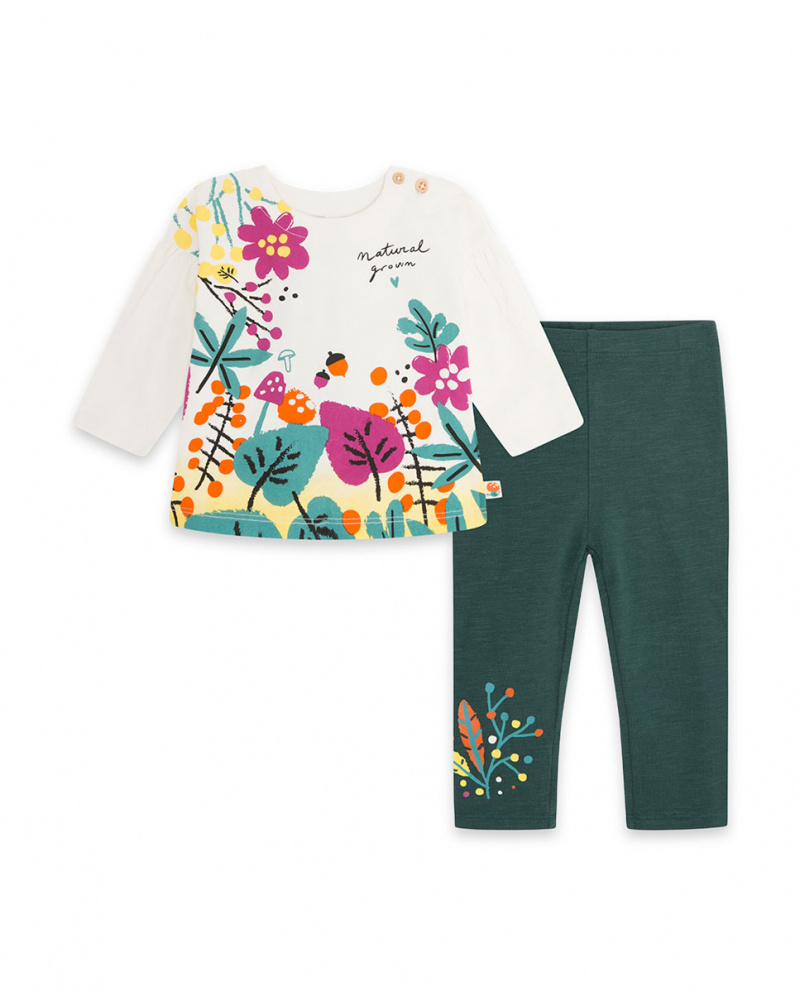 T-shirt et legging en maille beige pour fille Natural Grown