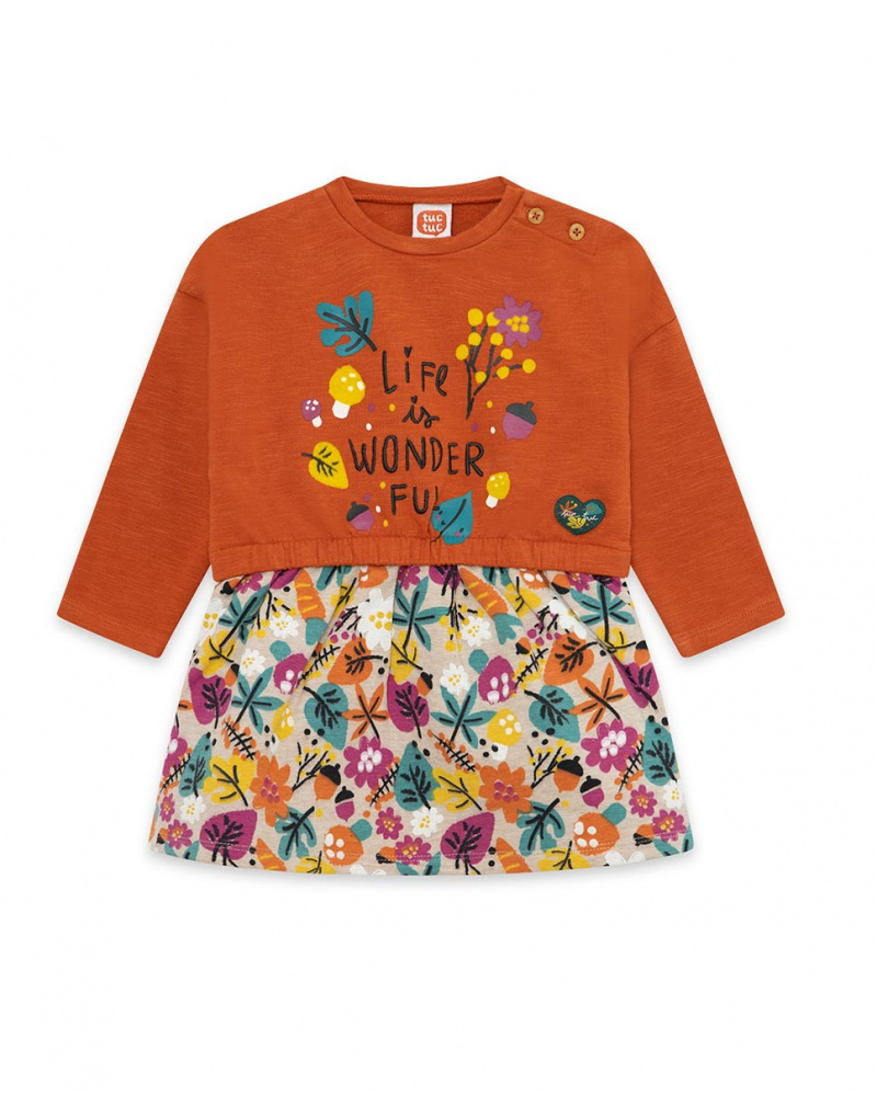 Robe en peluche orange fille Natural Grown