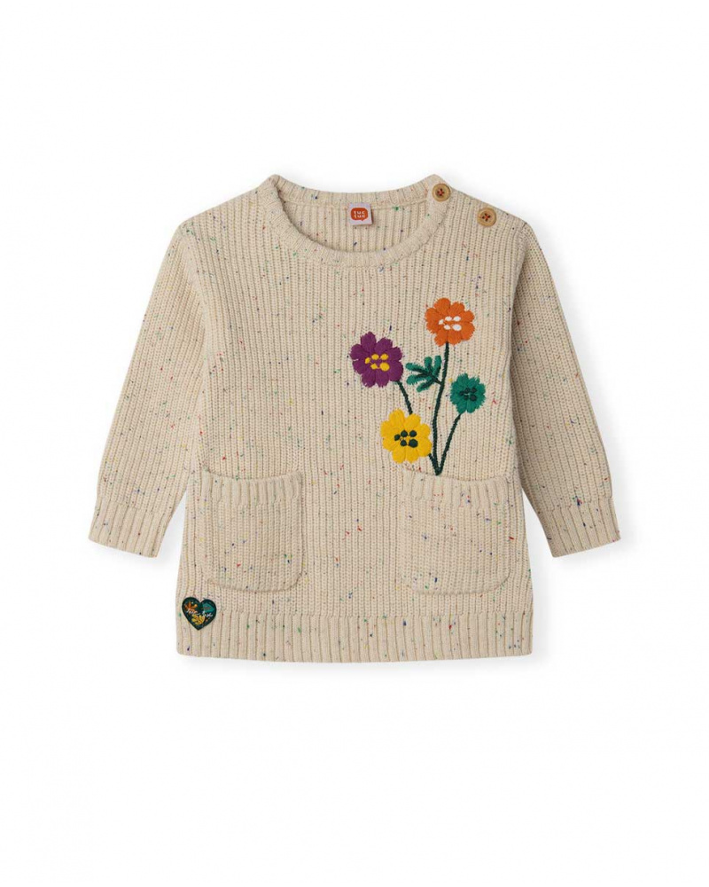 Robe Tricot Beige Fille Natural Grown