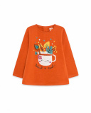 T-shirt en maille orange et vert pour fille Natural Grown T-shirt en maille orange et vert pour fille Natural Grown