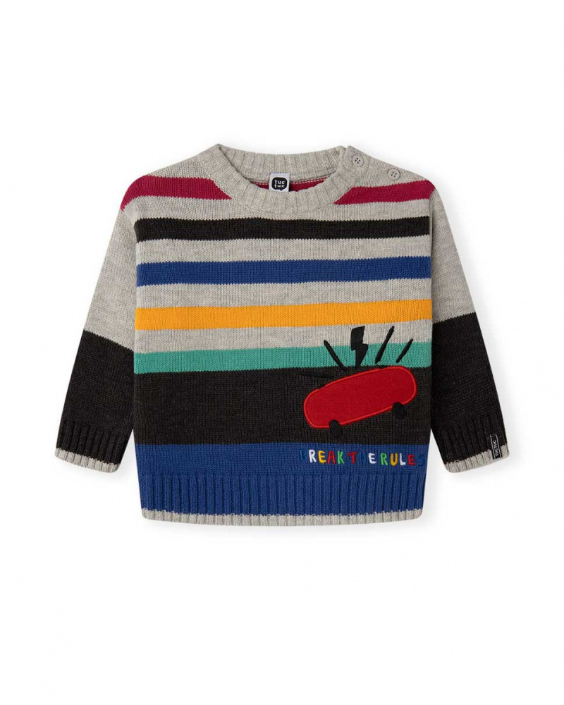 Pull en tricot gris pour enfant Connect