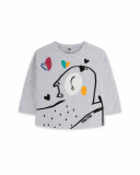 T-shirt fille Connect gris et noir en maille T-shirt fille Connect gris et noir en maille