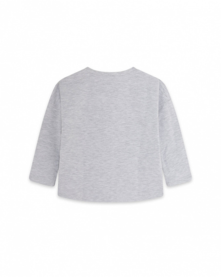 T-shirt fille Connect gris et noir en maille T-shirt fille Connect gris et noir en maille