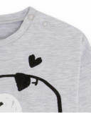 T-shirt fille Connect gris et noir en maille T-shirt fille Connect gris et noir en maille