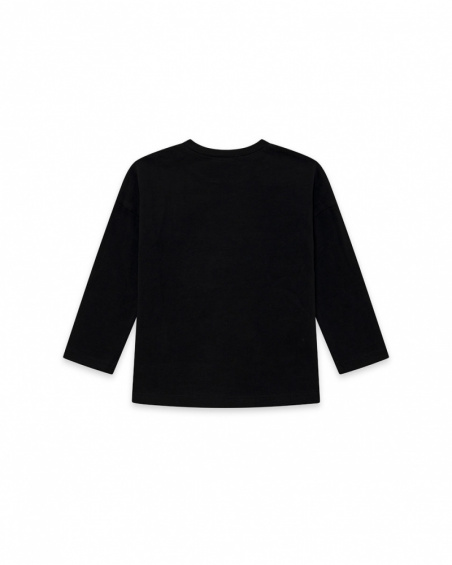 T-shirt fille noir et rose en maille Connect T-shirt fille noir et rose en maille Connect